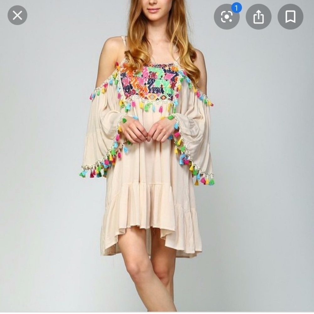 Velzera cream tassel off the shoulder tunic 3xl